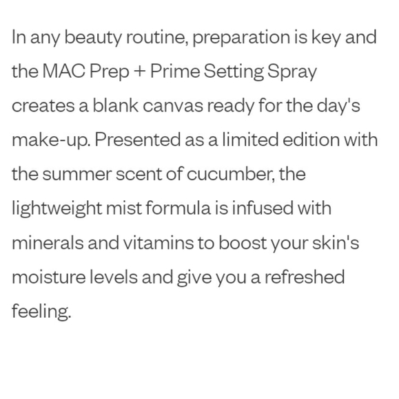 **HP**New Mac Cucumber Prep & Prime Sprays - Picture 3 of 7